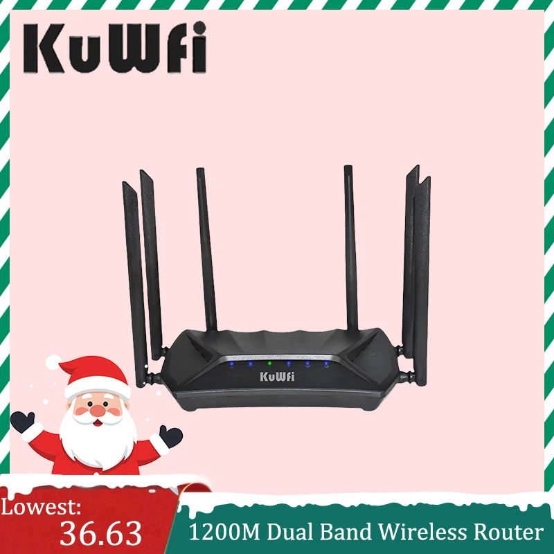 Router wireless dual band KuWFi 2.4G 5G Router LTE Cat4 1200Mbps con slot per scheda SIM e porte RJ45 Antenne 6 * 5dBi ad alto guadagno