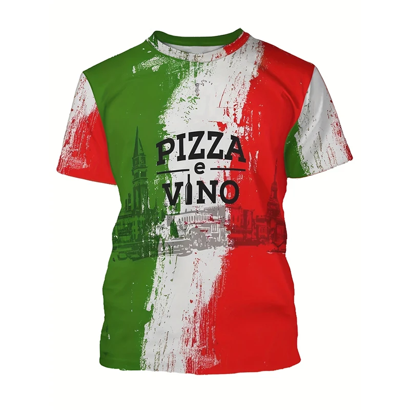 Vintage Italien Flagge Männer Straße T-shirt 3D Druck Graffiti Y2k Kurzarm T Shirts Sommer Mode Kinder Fußball Sport Tees