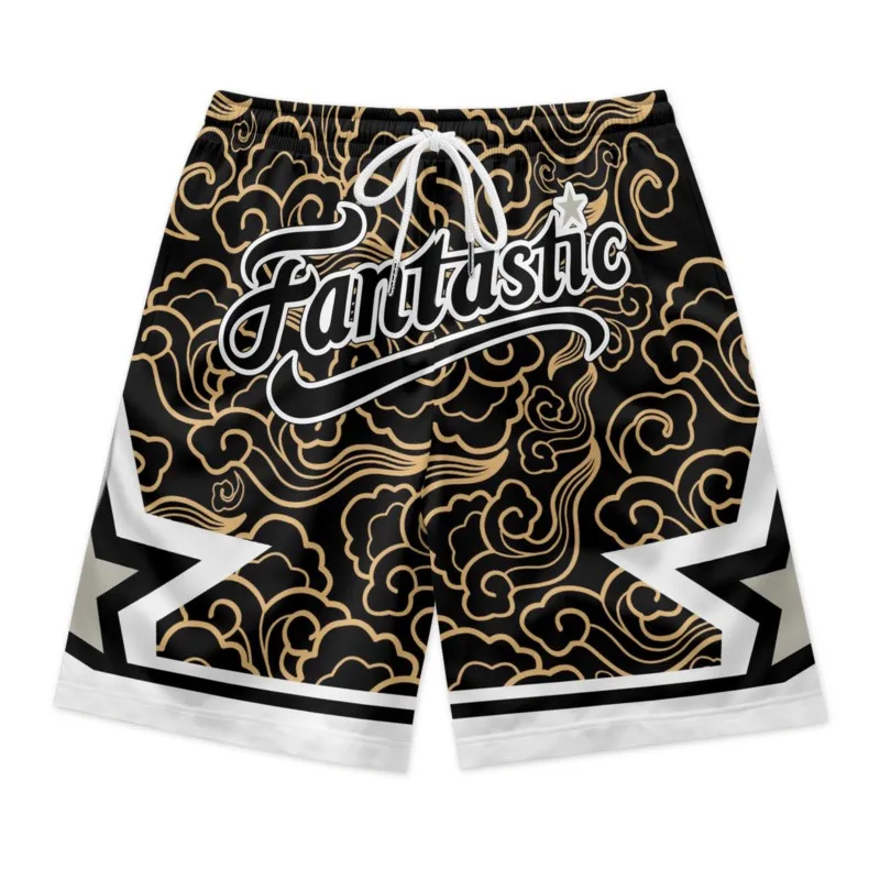 Magic Cloud Print Men's Drawstring Waist Shorts Quick Dry Breathable Polyester Sport Shorts Streetwear Shorts