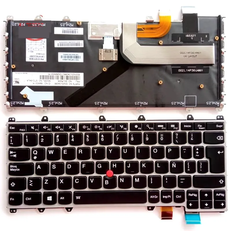 keyboard for Lenovo Thinkpad Yoga 260 X370 X380 with Silver Frame Point Latin Layout