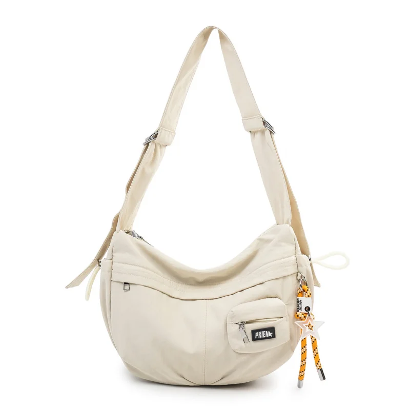 

Single-shoulder zippered tote bag, foldable crossbody bag, shoulder bag, fabric bag, Japanese-style lightweight vintage single-s