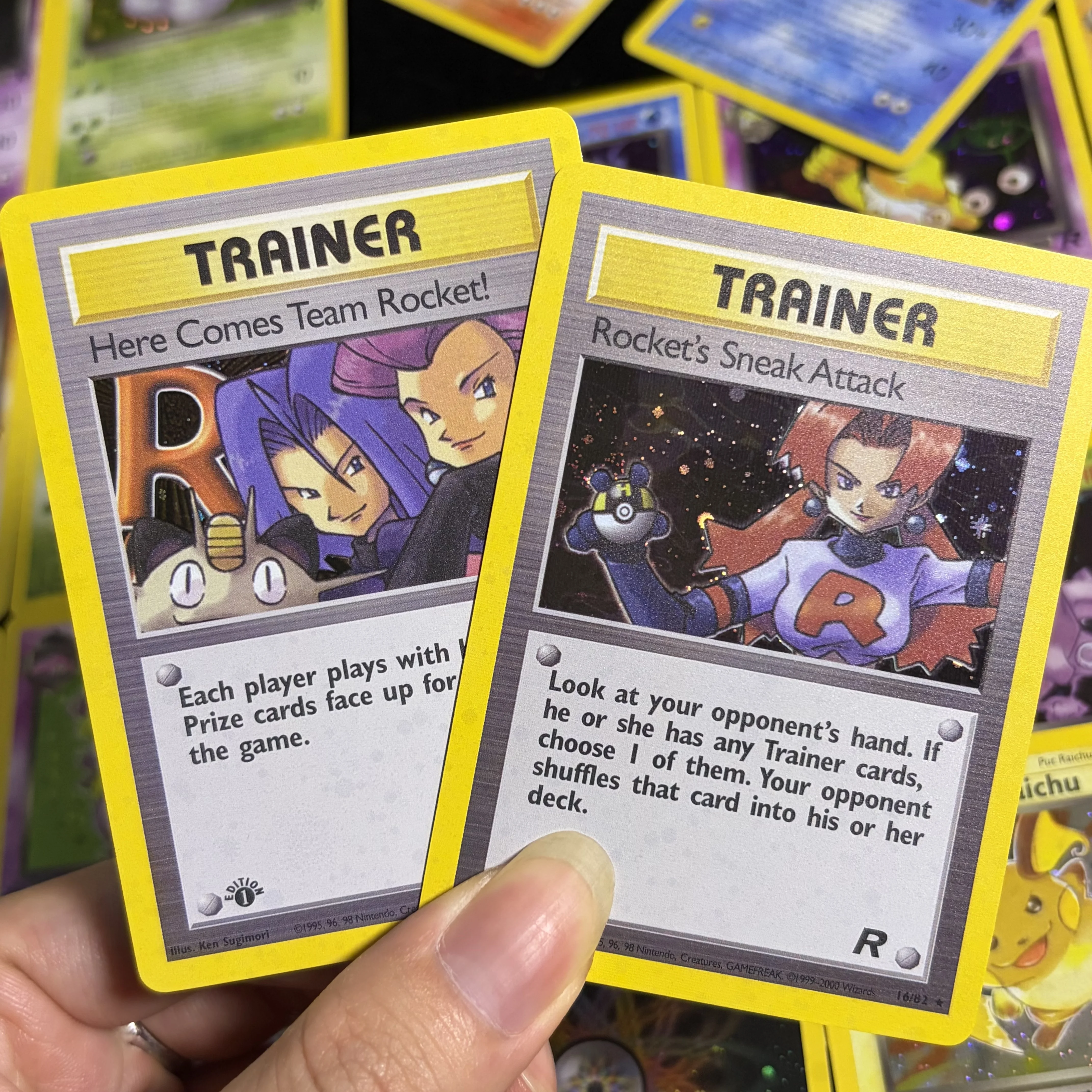 PTCG Vintage Team Rocket (RO) 1st Edition New-Holo Cards Set Charizard/Blastoise/Raichu/Hypno/Slowbro Proxy Cards Collectors Toy