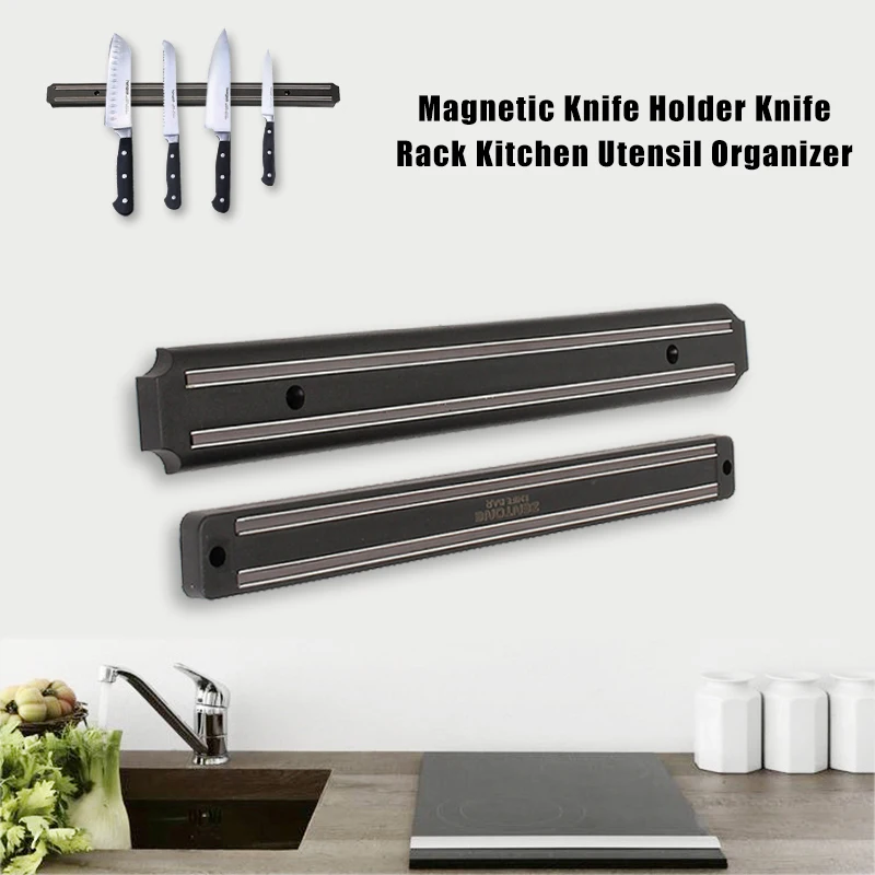 Powerful Magnetic Knife Holder Wall Mount ABS Metal Knife Placstic Block Magnet Knife Holder Rack Stripe Holder Kitchen Tool