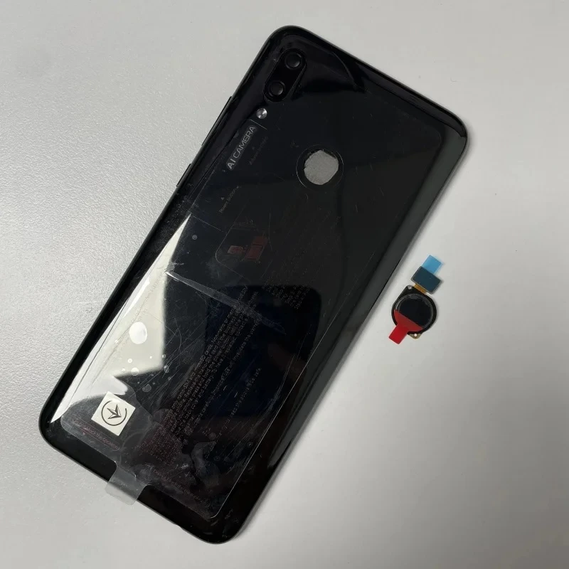 Крышка батарейного отсека, чехол для Huawei P Smart 2019, задняя задняя часть с гибким кабелем отпечатков пальцев, запасные части