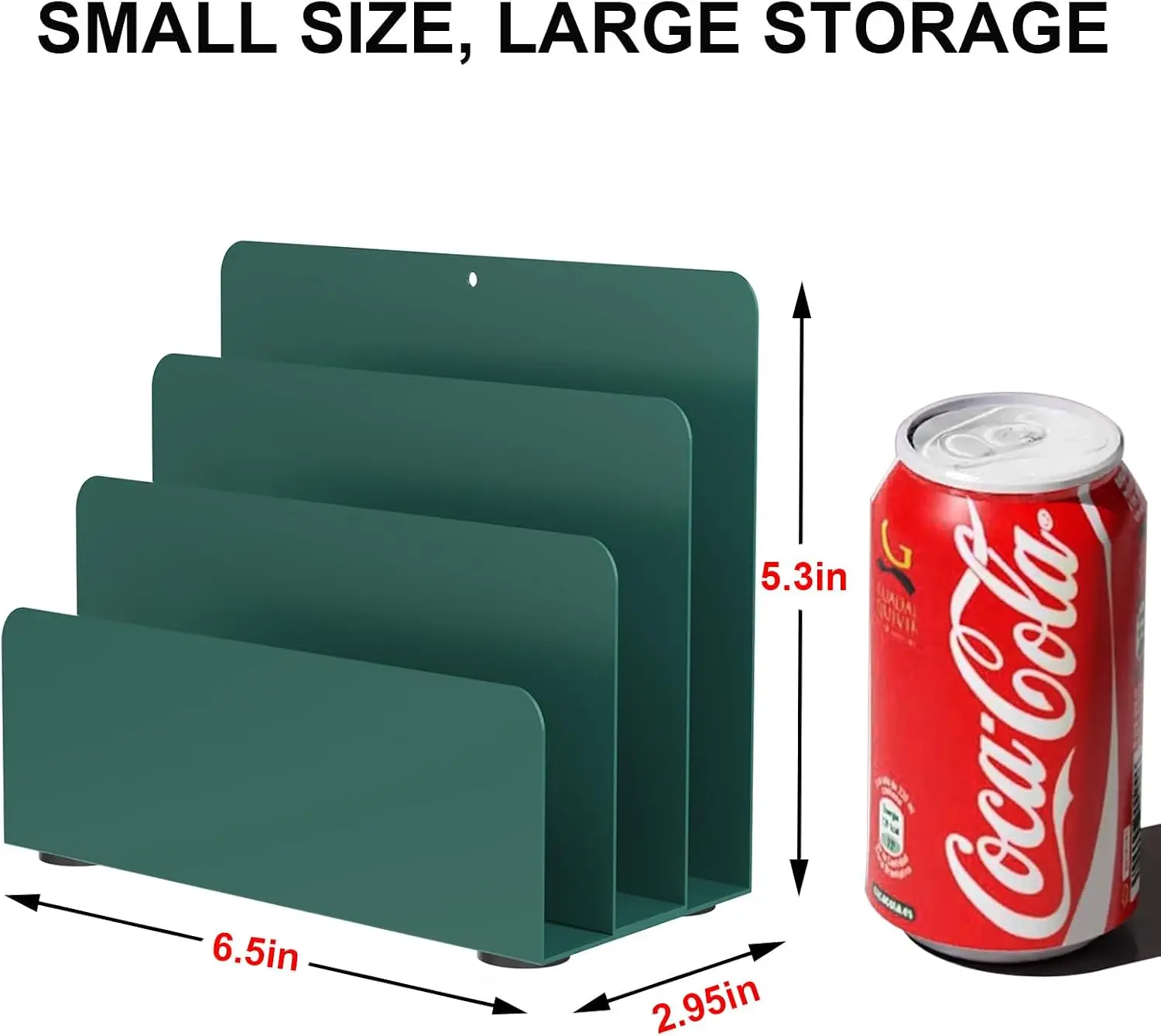 3-Tier Metal Desk File Organizer for Mail, Documents, and Office Supplies - Space-Saving Countertop Storage, Green view 3