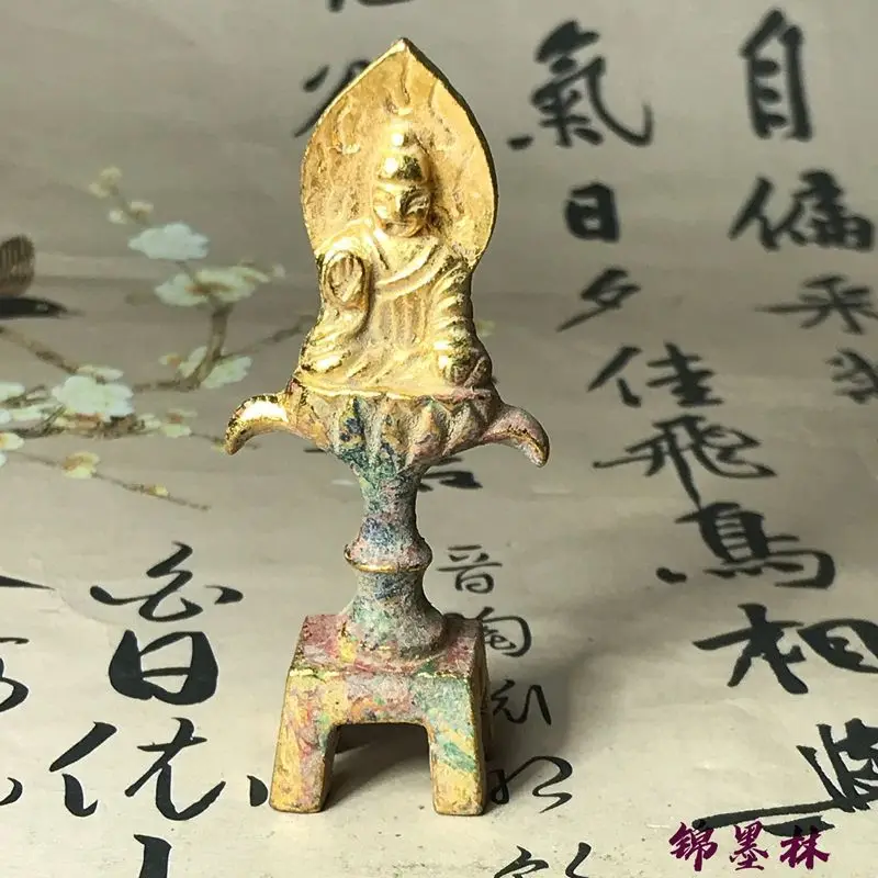 Seated Buddha Leaf Halo Lotus Throne Square Base Ornament Decoration Tea Pet Figurines Desk Decor Accessories