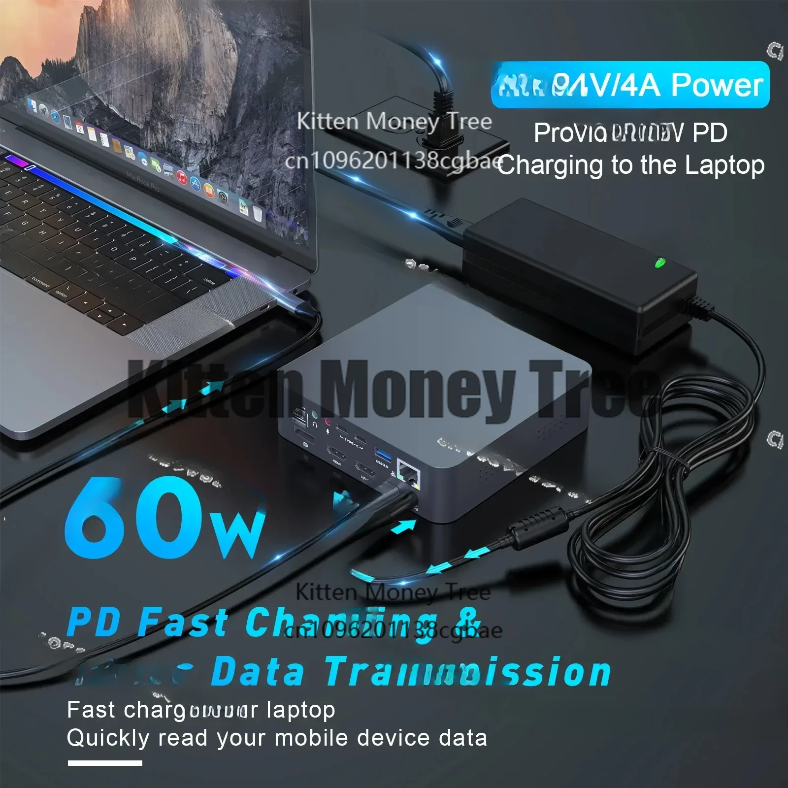 19-In-1 Type-C Docking Station 4k HDMI/DP Video PD Charging USB HUB Supports M1 Processor