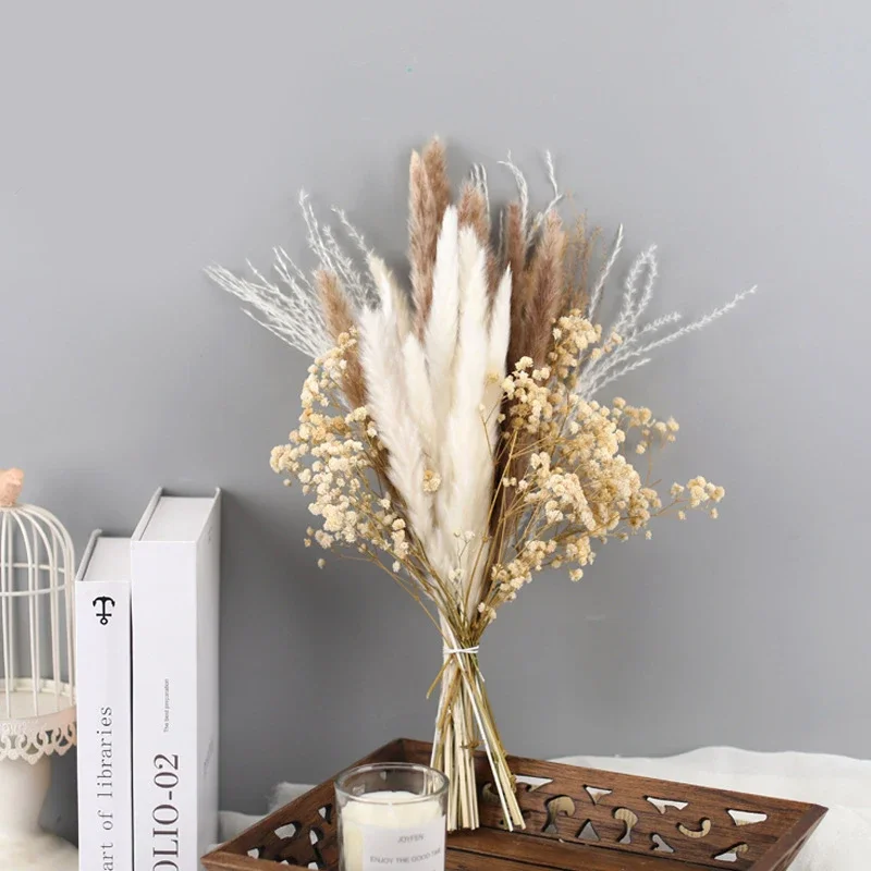 1 Set Wedding Flower Phragmites Reed Rabbit Tail Dried Flower Natural Pampas Grass Decor Christmas Home Living Room Decoration