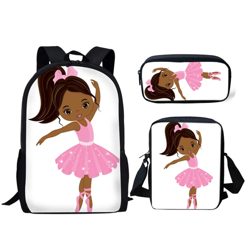 Harajuku Novelty Ballet Girls 3D Print 3pcs/Set pupil School Bags Laptop Daypack Backpack Inclined shoulder bag Pencil Case