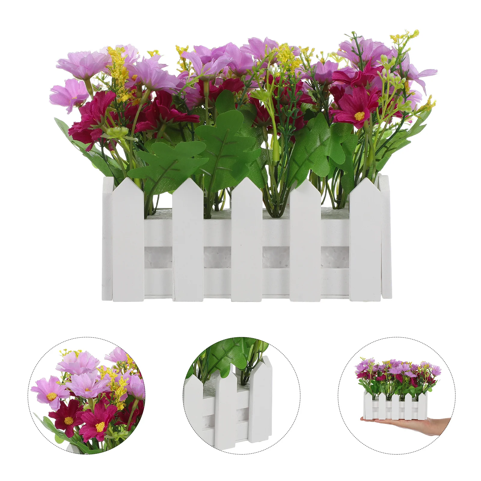 

Realistic Artificial Flower Simulation Picket Fence Pot No Maintenance Required Lifelike Floral Arrangement Living Room Wedding