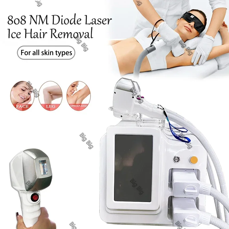 3000W 808nm Diode Laser Hair Removal Machine Two Handle Depilation Equipment Triple Wavelengths Ice Cooling Beauty Device