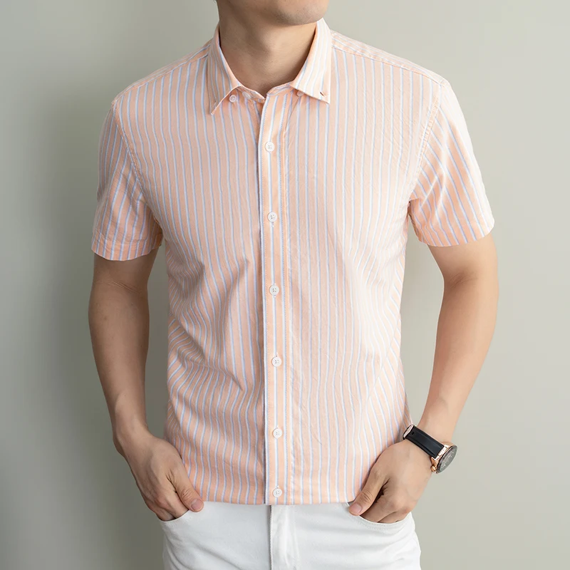 

Summer New Men's Fashionable Casual Versatile Striped Breathable Skin-Friendly Shirt/Fcy-Psd2416