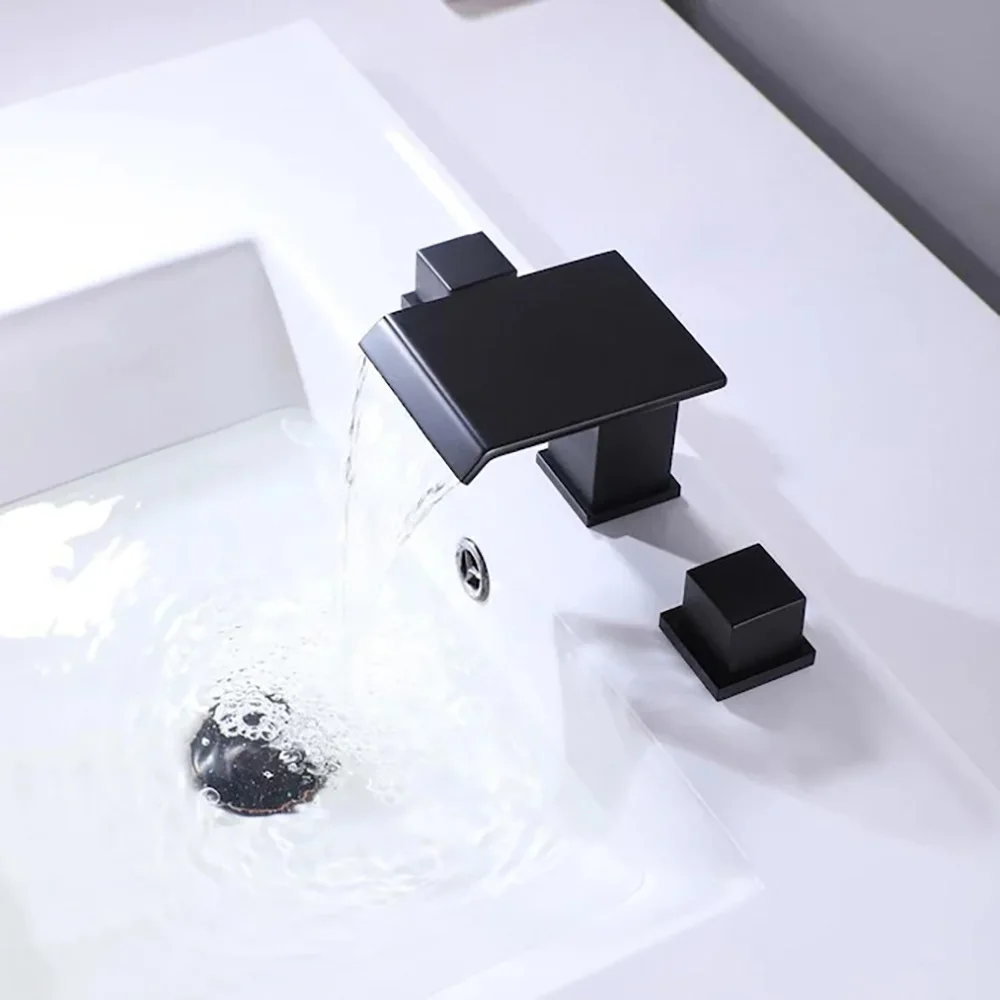 Waterfall Widespread Bathroom Sink Faucet,for 3 Hole 8 Inch Two Handles Bathroom Faucet