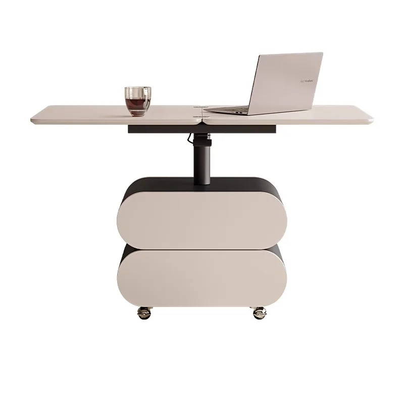 

Cream wind, rock slab, coffee table, household, modern small apartment, living room, Nordic, movable, with wheel and storage