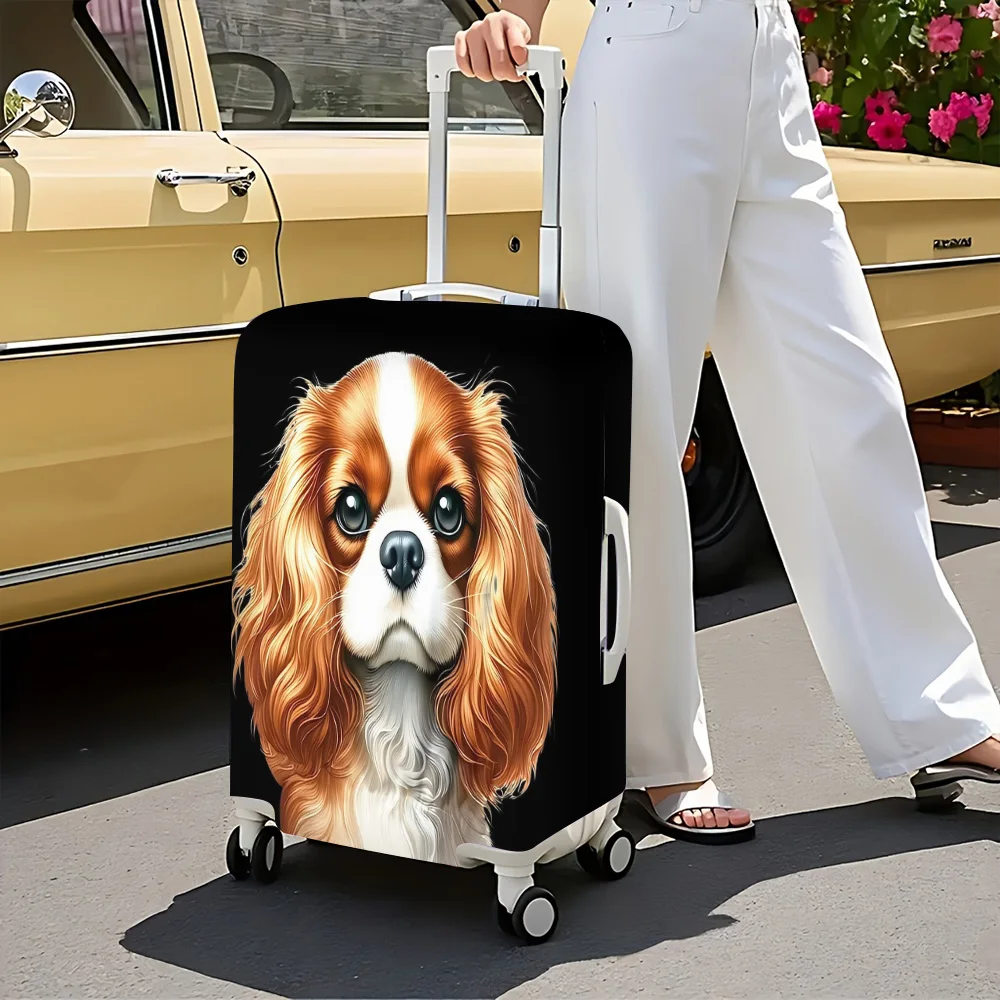 1pc Cavalier King Charles Spaniel Print Luggage Cover. Fits suitcases from 18 to 32 inches; effectively protects your luggage.