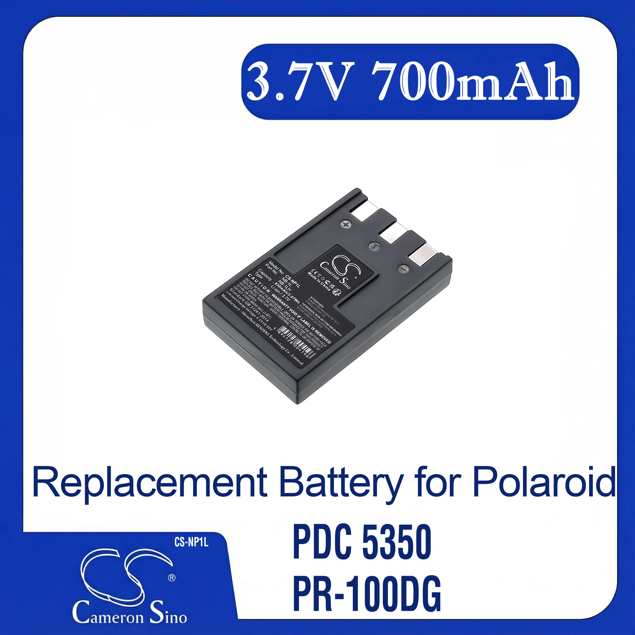 Cameron Sino Replacement Battery for Polaroid  PDC 5350, PR-100DG, Fits P/N