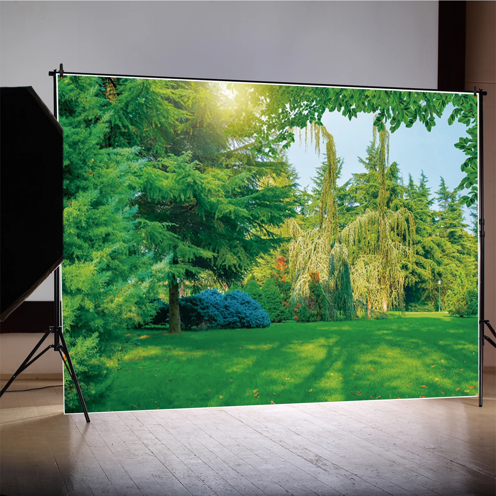 MOON.QG الربيع عرض طبيعي شلال الغابات الجبلية المياه خلفية العشب خلفية التصوير Paert ورق حائط للزينة