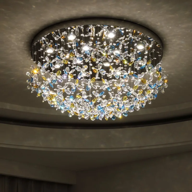 

High-end French Crystal Ceiling Light Living Room Hall Dining Pendant Lighting Villa Staircase Decor For Duplex Lighting Fixture