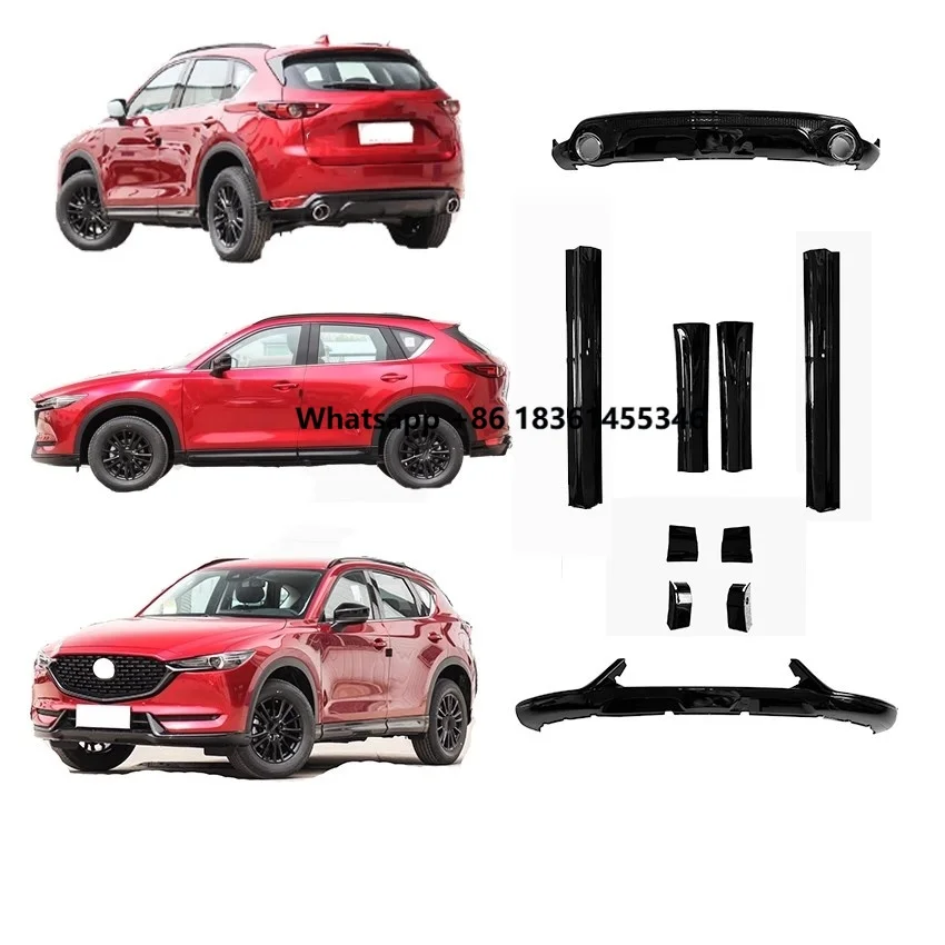 

Car Black Body kit for 2nd CX-5 Sport style Front shovel Rear lip Grille Trim Side skirt Door Anti-collision plate