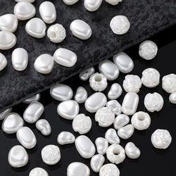 50pcs White Imitation Pearl Irregular Loose Spacer Acrylic Beads for DIY Necklace Bracelet Earring Jewelry Making Findings