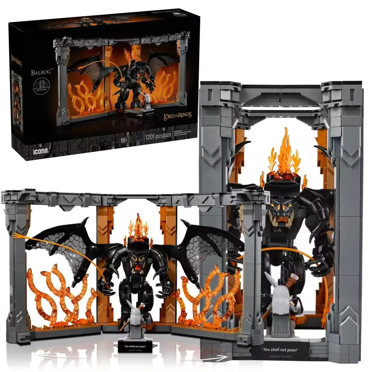 

Balrogs Book Nook Bookshelf Decor Kit Building Block Creative Bricks Display Sets Toys Christmas Birthday Gift