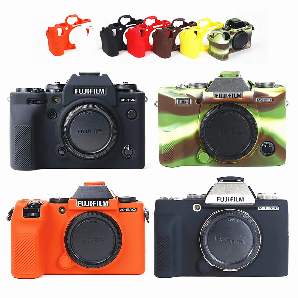 Silicone Case Camera Bag for Fujifilm X-S10 XS10 X100V X-T200 X-T100 XT200 XT4 X-T4 X-T3 X-T30 XT30 X-A7 XA7 X-T20 X-T10 XT100