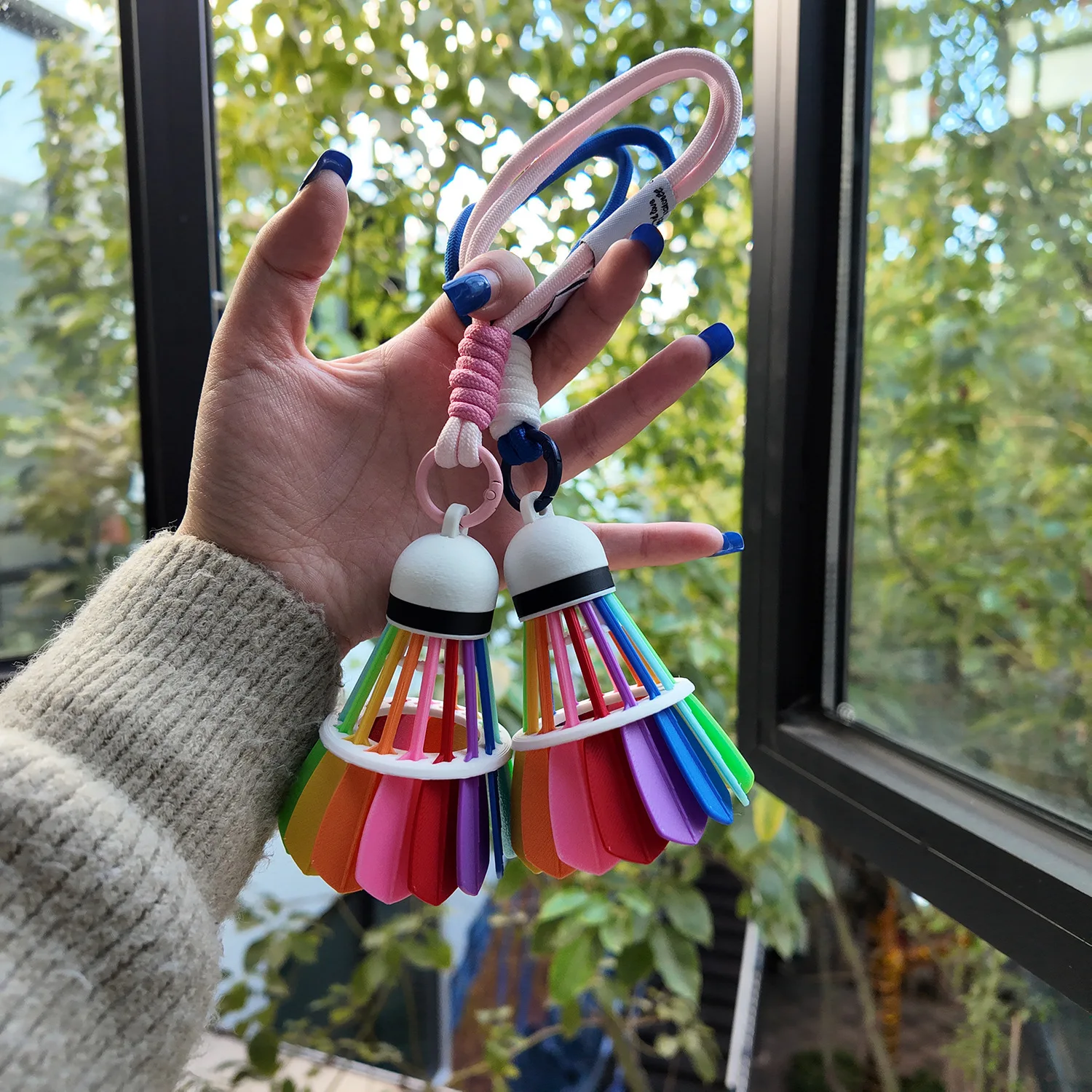 Dopamine Rainbow Badminton Bag Charm, Ins-style Bag Pendant Gift