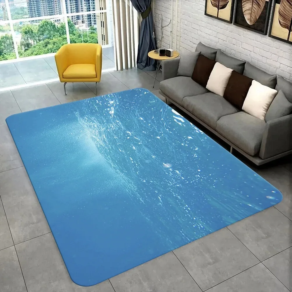 Ocean Wave Style Area Rug Collection Realistic Sea Beach Pattern Floor Mat For Living Room Coastal Home Decor