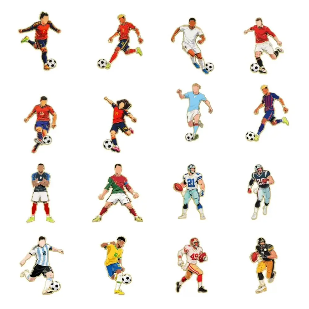 4/16pcs Football Enamel Pin Set Cool Star Professional Athletes Lapel Brooches Backpack Badge Party Jewelry Gift for Fans