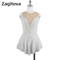 Zagitova-vestido feminino de patinação artística, saia para meninas, competição de performance, pole dance