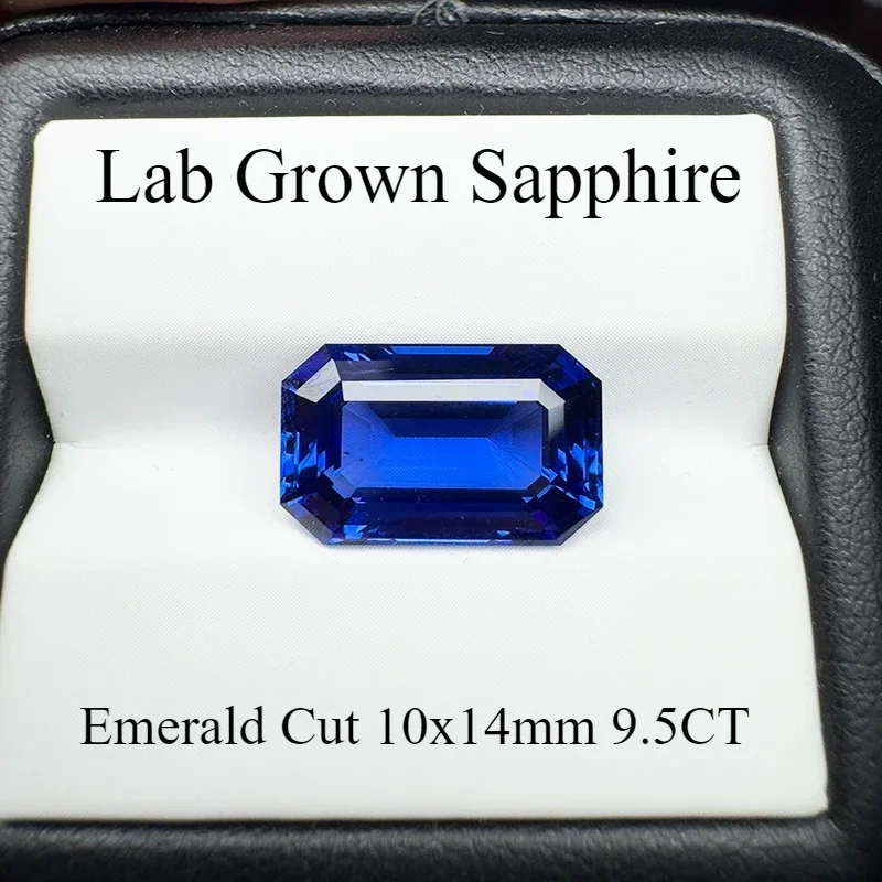 

Lab Grown Sapphire Emerald Cut Royal Blue 10x14mm 9.5ct VVS1 Gemstone for Diy Jewelry Making Gift with AGL Certificate