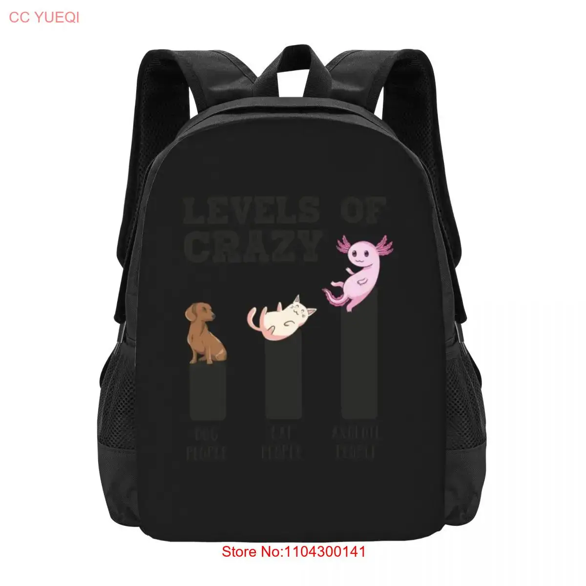 Axolotl Levels of Crazy Funny Animals Gift  Collaboration Backpack Large Capacity Cute Foldable  Clothes Backpacks