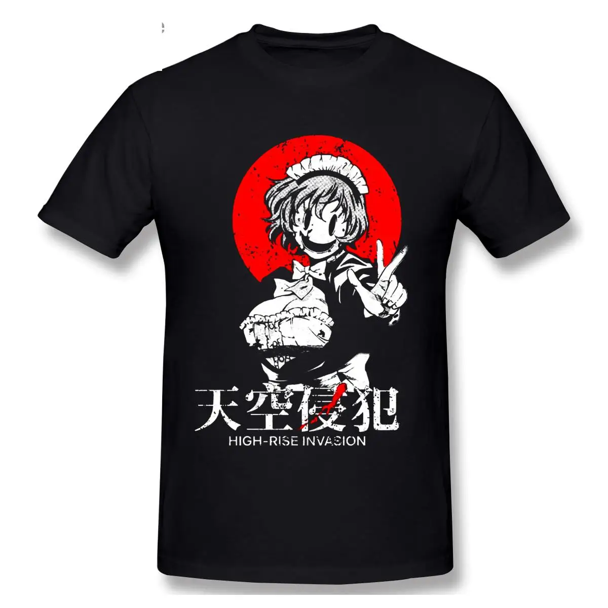 High Rise Invasion Maid Mask Anime T Shirts for Men Top Quality Short Sleeve TShirts Cotton Round Neck T-Shirts Tees