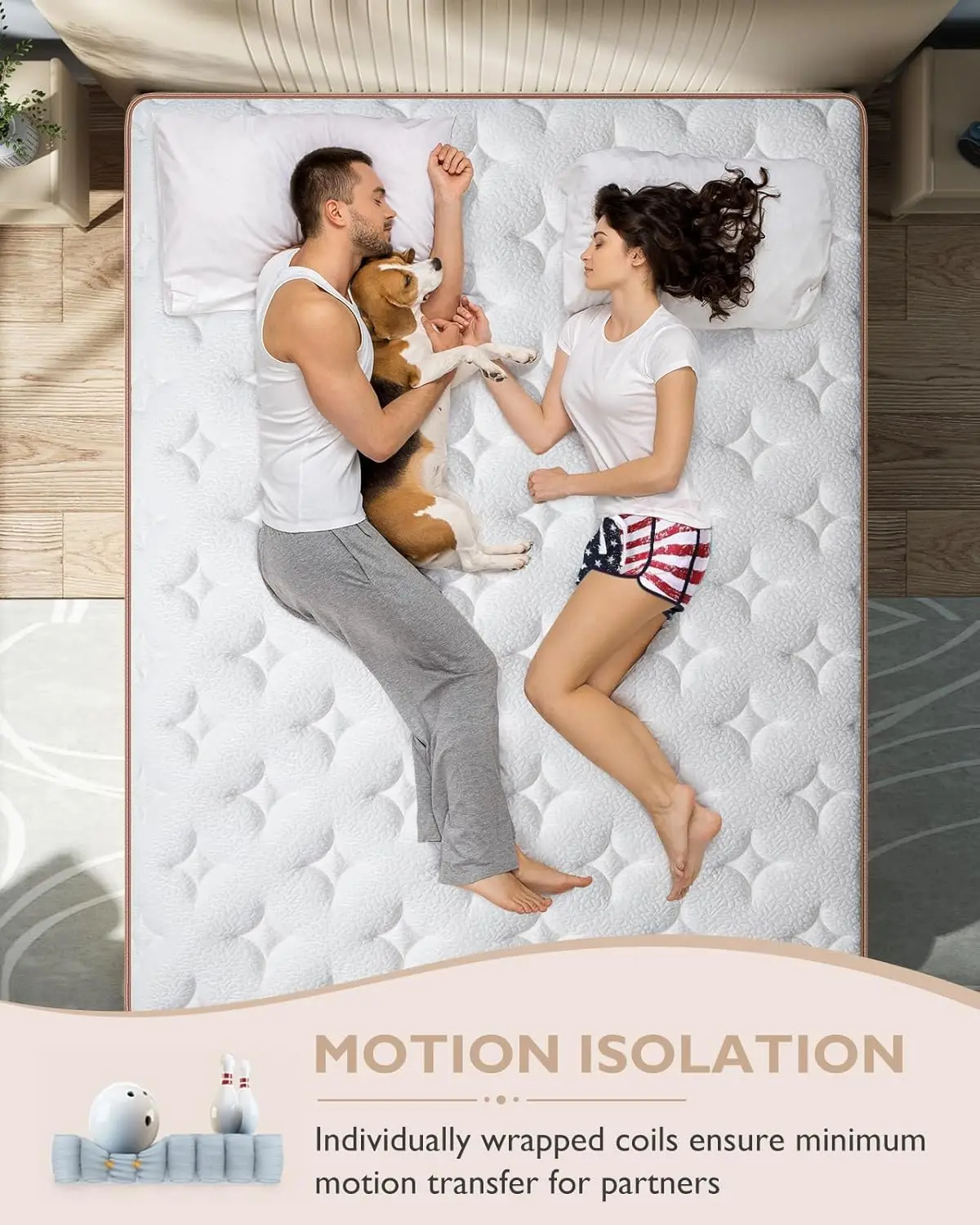 Inch Hybrid Mattress in a Box - Individually Wrapped Coils for Pressure Relief and Motion Isolation