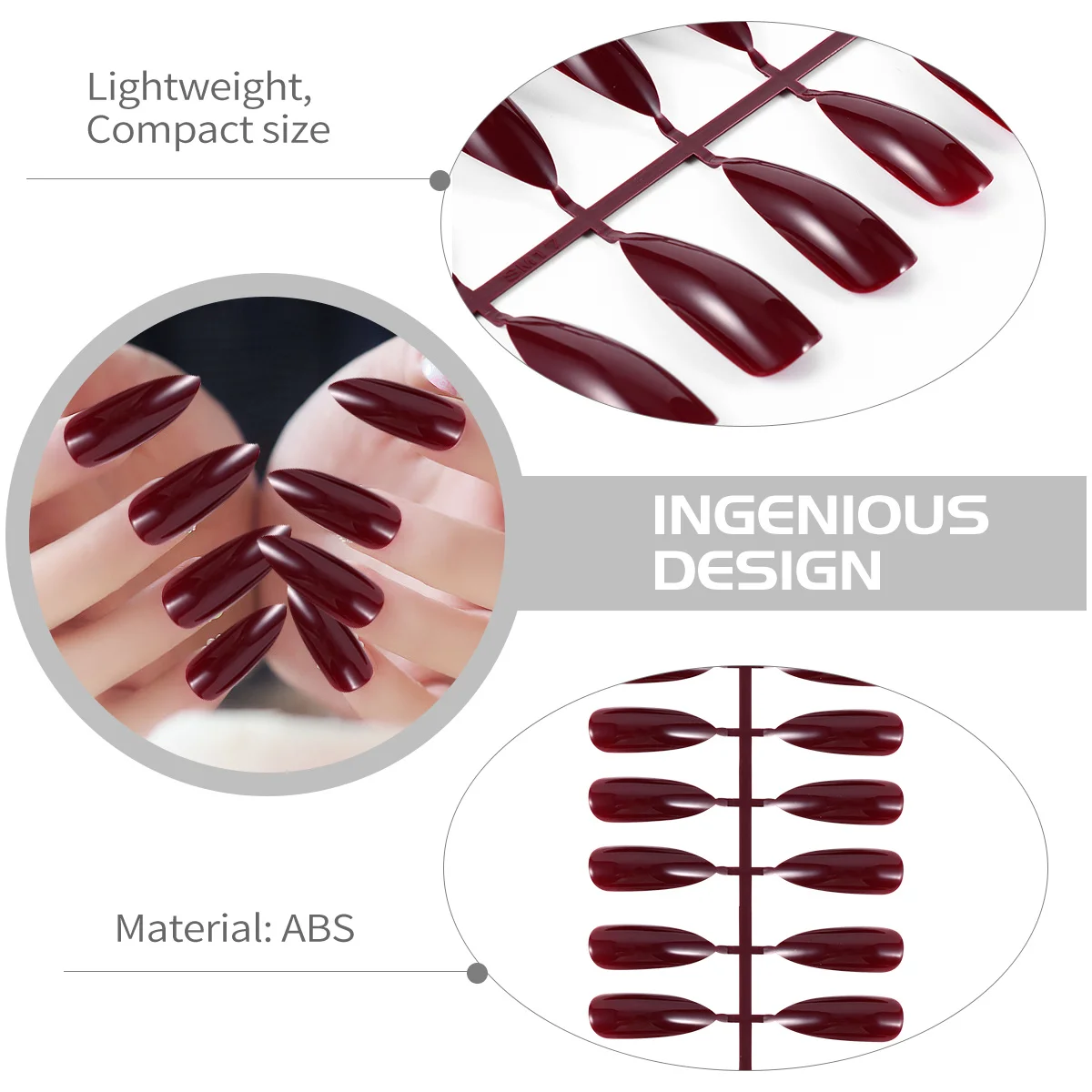 

72Pcs False Nail Full Cover Long Fake Nails ABS Durable Lightweight Perfect for Halloween Party Night Club Nail Art Design