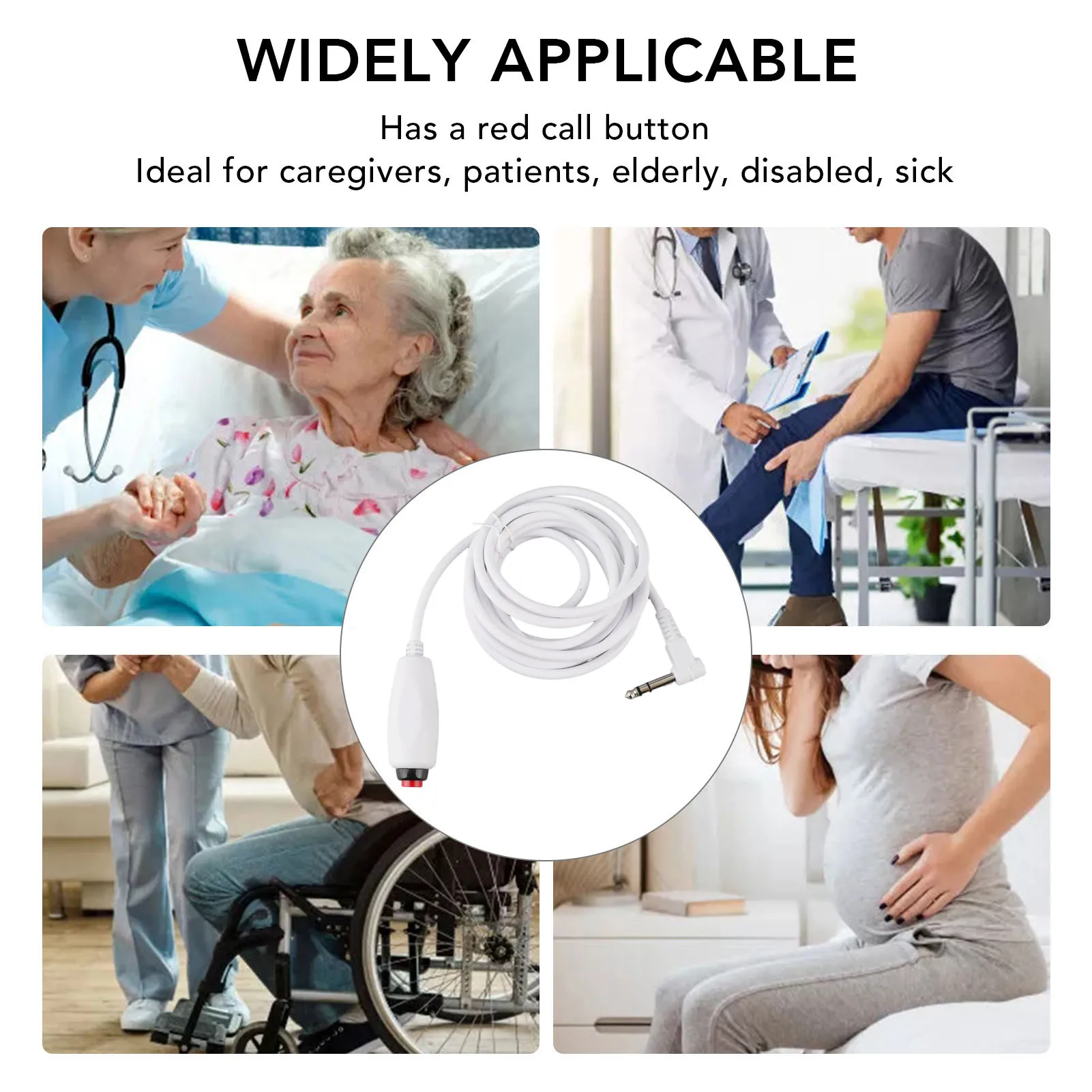 Push Button Cord  6.35mm Interface Replacement Nurse Call Cord with Clip for Nurse Station 9.8ft Nurse Call Cord