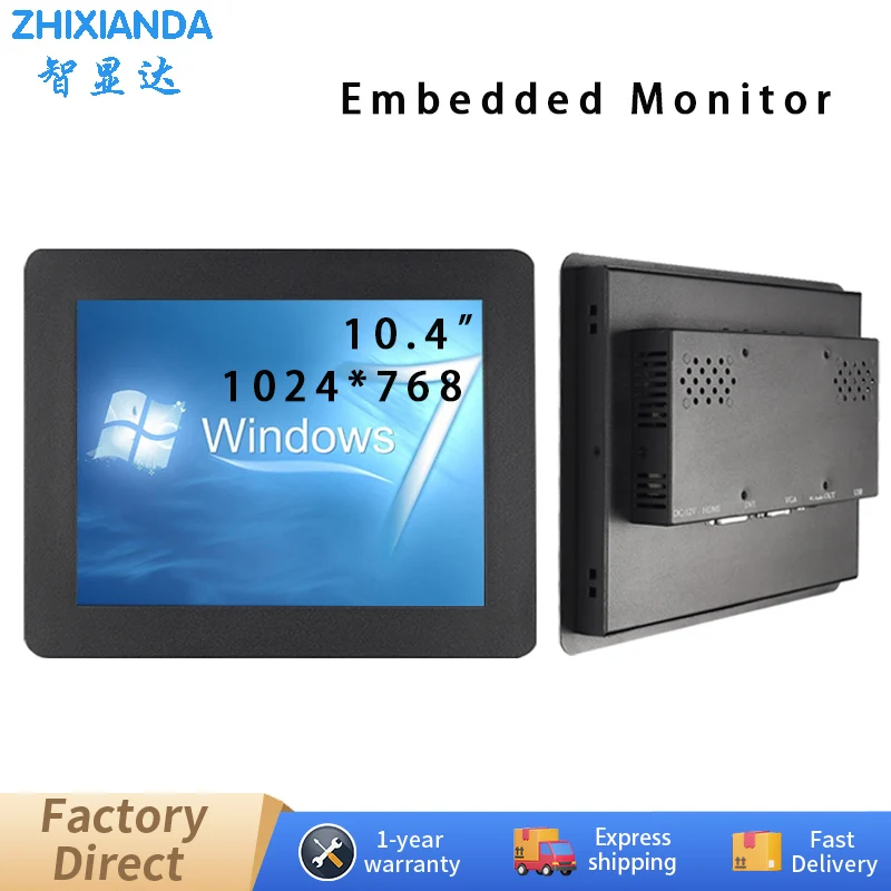 

10.4 Inch Embedded Monitor Panel Mount Touch Screen Industrial IPS Display 1024*768 HDMI VGA Interface For Automation Equipment