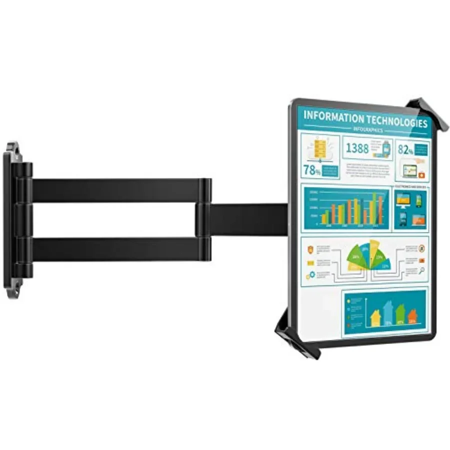 

Kitchen tablet wall mount with 360 rotation, aluminum extension arm, black finish, anti-theft security lock key for 711 tablets