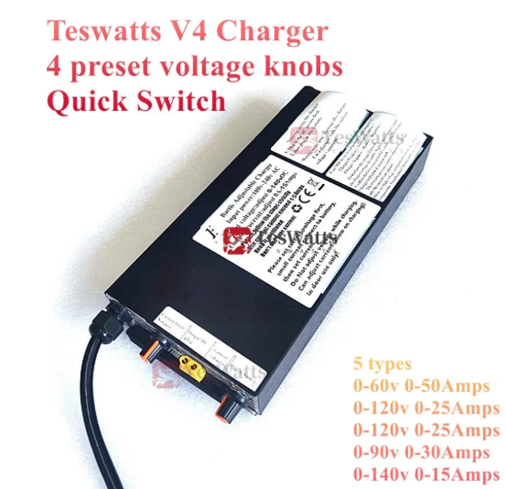 Teswatts V4 Charger 4 Preset Voltage Roger v3 One charger to rule them all – customizable 15 amp EUC / PEV charger