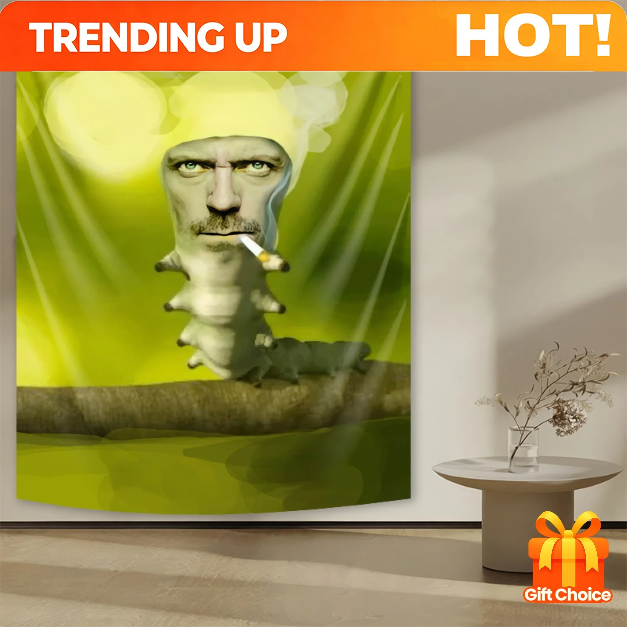 Customize VIKAMA Surrealist Art Tapestry Face Smoking Multi Section Insect Body Fantasy Art Studio Decoration Modern Minimalist