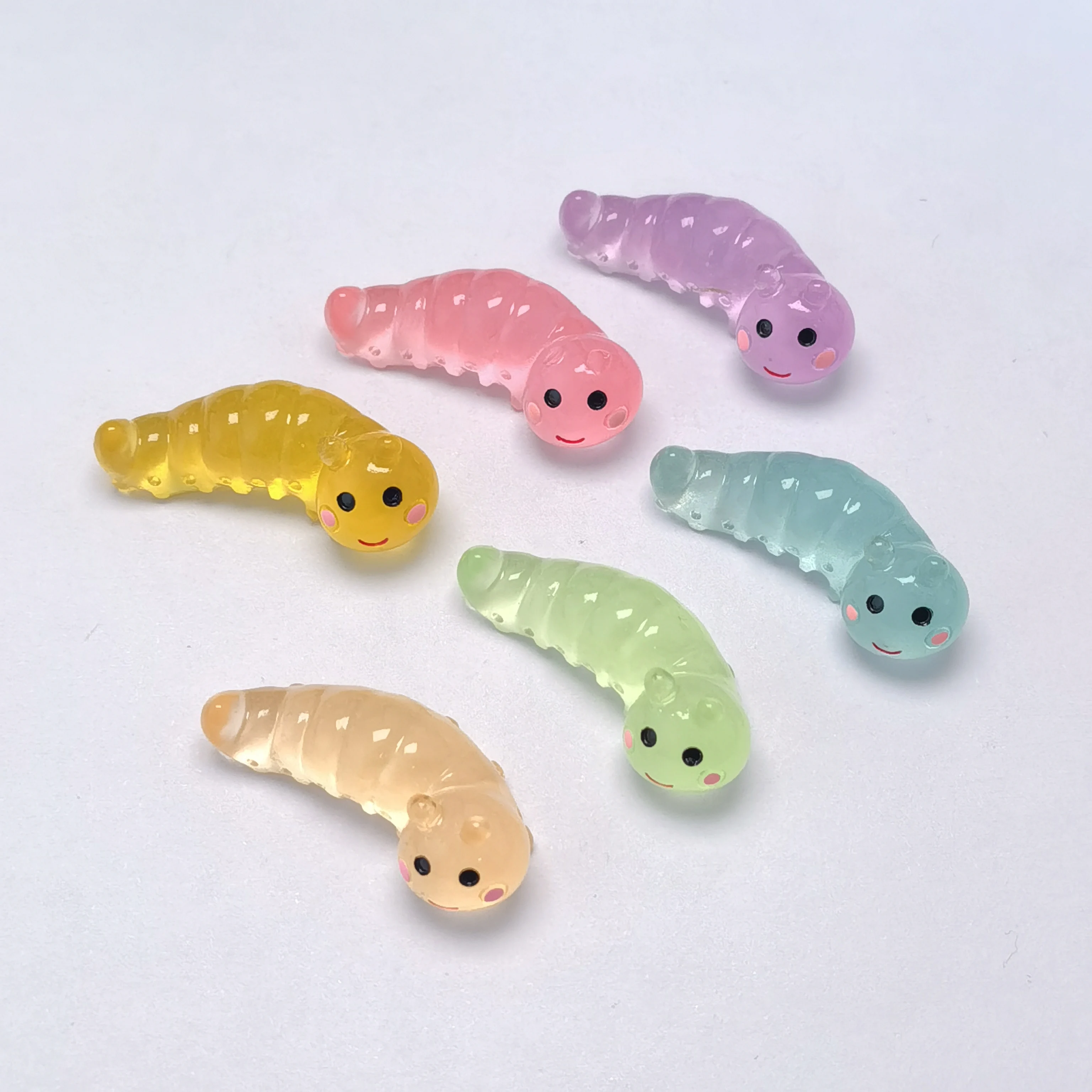 Mixed Mini Resin Caterpillar Miniature Glow In Dark Fairy Garden Micro Landscape Ornament DIY Craft Decoration