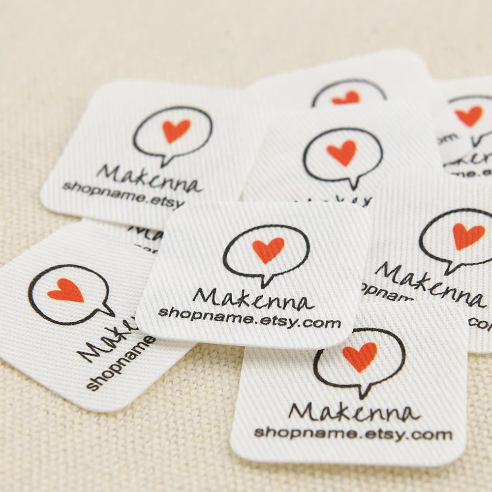 

Custom Cotton Labels 30x30mm Round Corner 54Pcs/Set Washable White Cotton Iron on Sew in for DIY Clothing Quality Print Logo