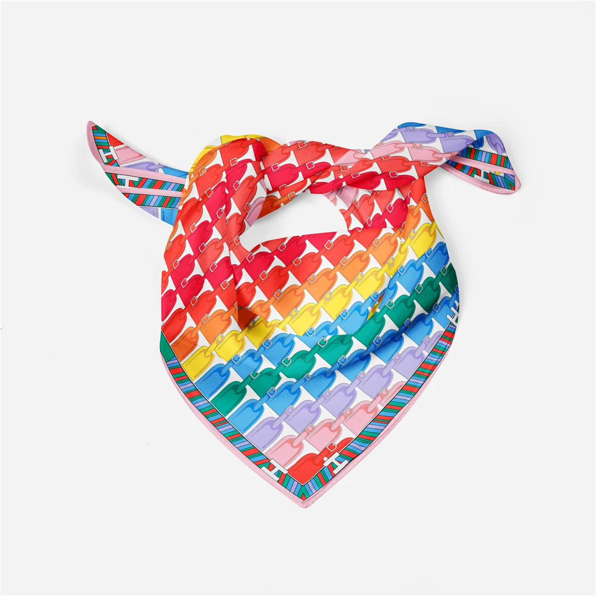 53CM Twill Silk Scarf Woman Rainbow Dot Painting Square Scarves Wraps Bandana Small Hijab Silk Foulards Tie Headband Neckerchief