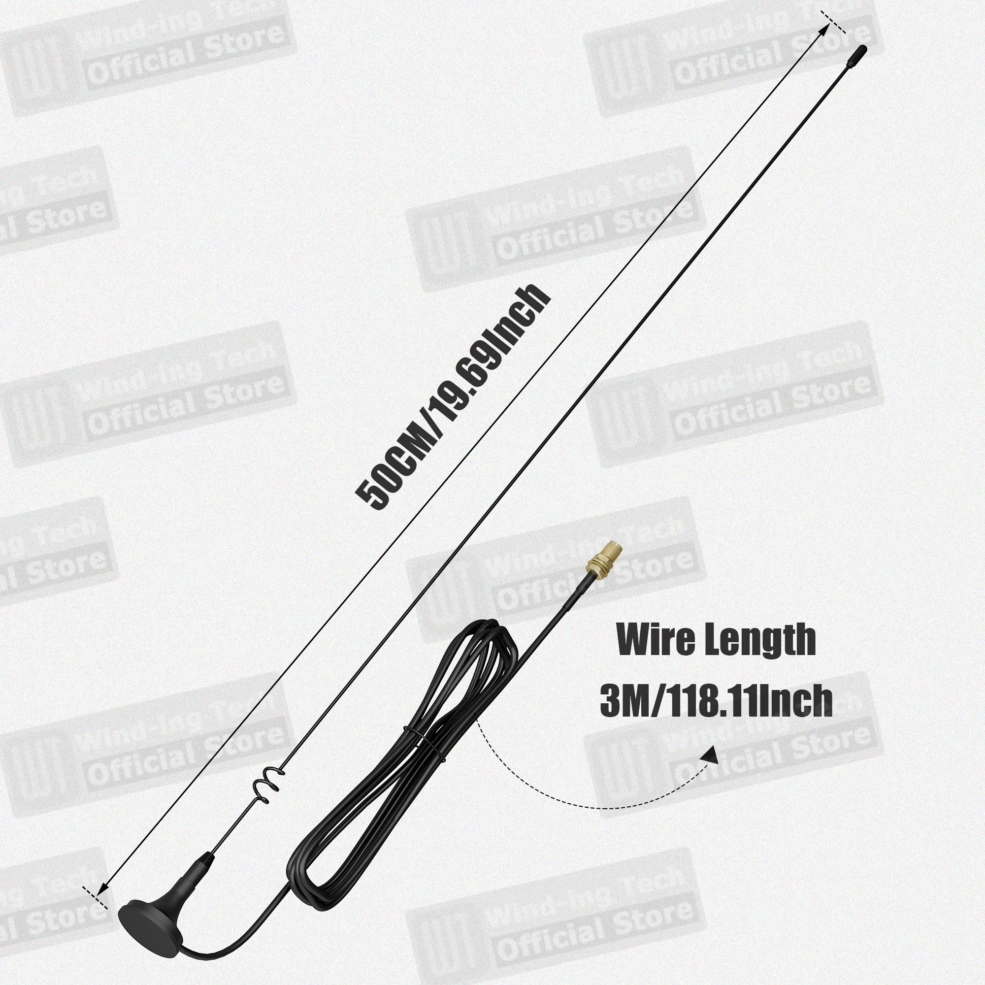 UT-108UV Car Radio Antenna SMA-F SMA-M BNC Connector High Gain Dual Band 3 Meters Compatible with Quansheng Baofeng TYT Radio - view 4