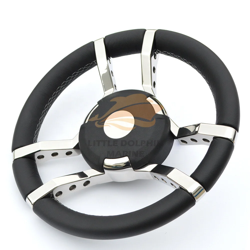 Ship Steering Wheel Yacht Leather Steering Rudder Stainless Steel Leather Steering Wheel Creative Shape