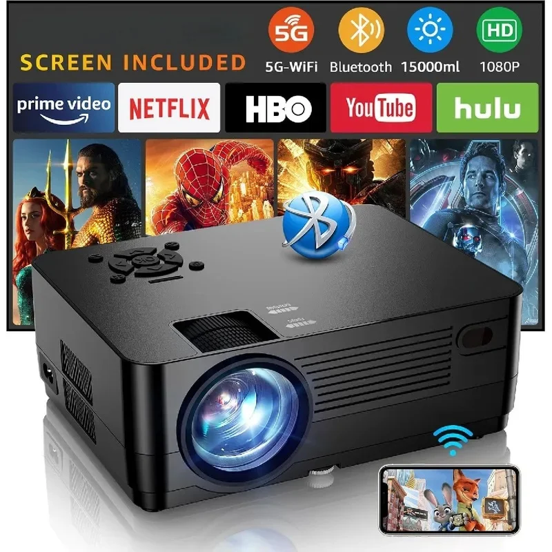 5G WiFi Bluetooth Native 1080P Screen Full HD 18000LM Movie Projector 100