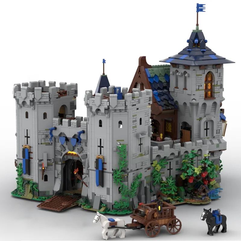 6959PCS MOC Black Falcons Fortress Klassische Burg Mittelalterlichen DIY Modell Bausteine Geburtstag Spielzeug Geschenk