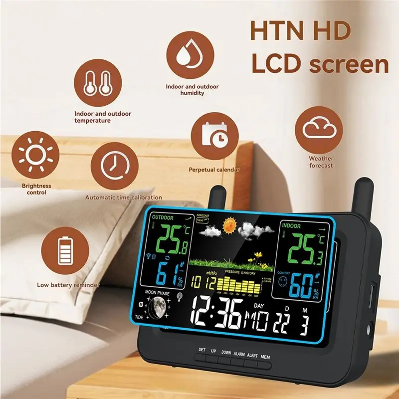 ab08-color-screen-digital-weather-station-sunrise-and-sunset-thermometer-hygrometer-with-wireless-outdoor-sensor-us-plug