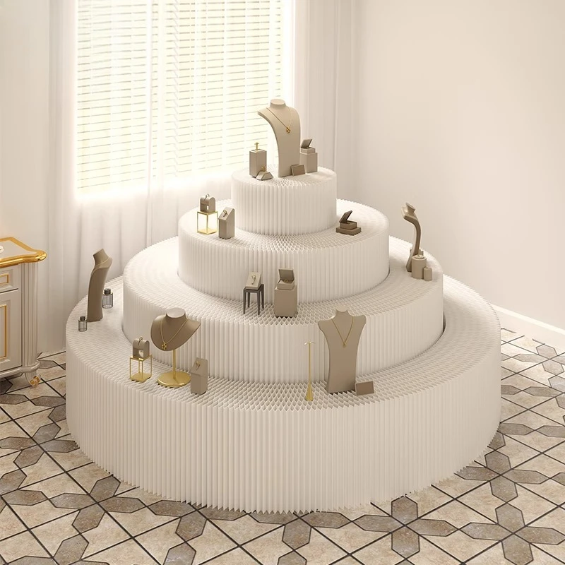 

Cylinder booth Zhongdao platform Multi-layer large cylindrical display stand Product circular display stand Movable ladd