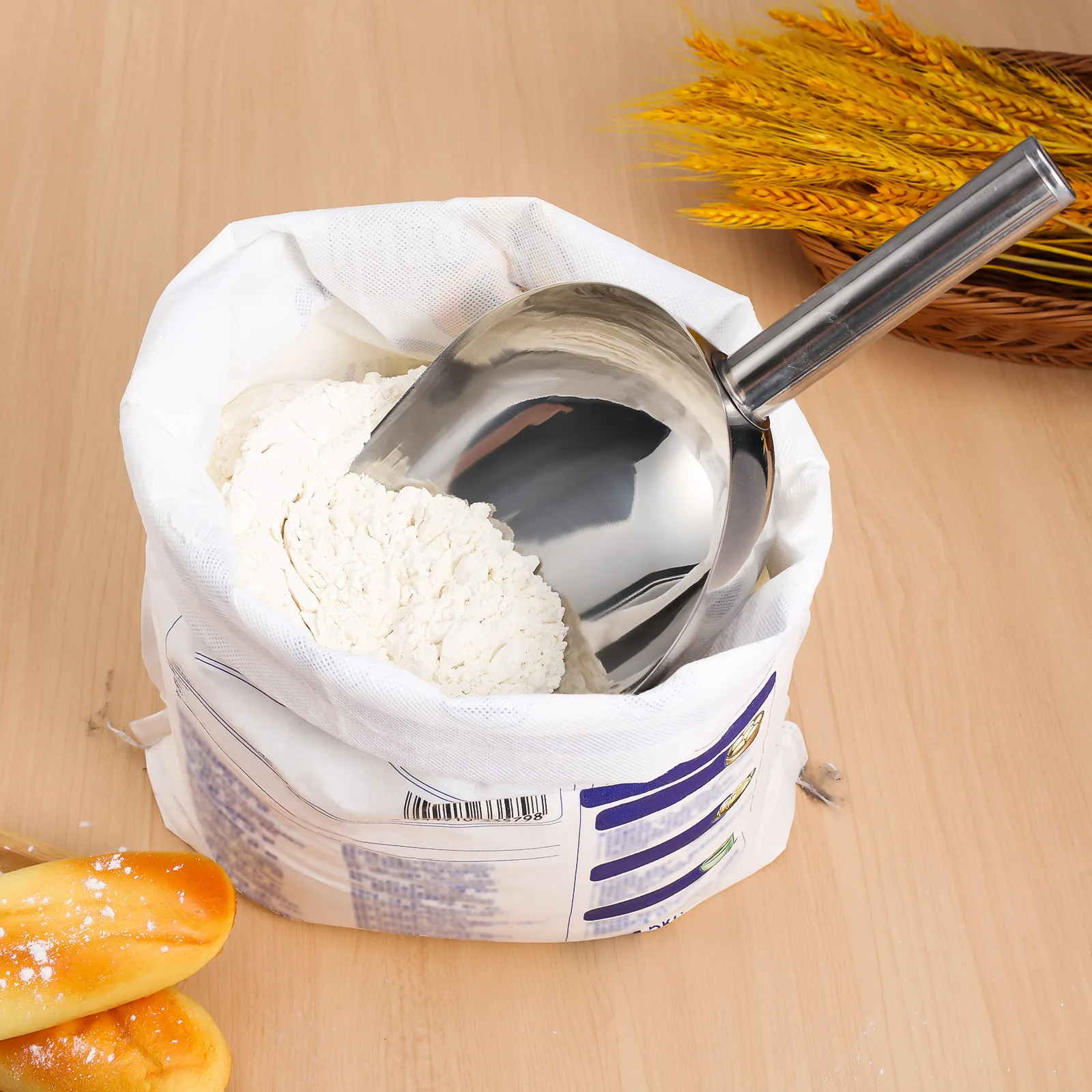 

1Pcs Stainless Steel Ice Cube Scoop Multi-Function Grain Shovel for Rice Nuts Flour Candy Beans Home Restaurant